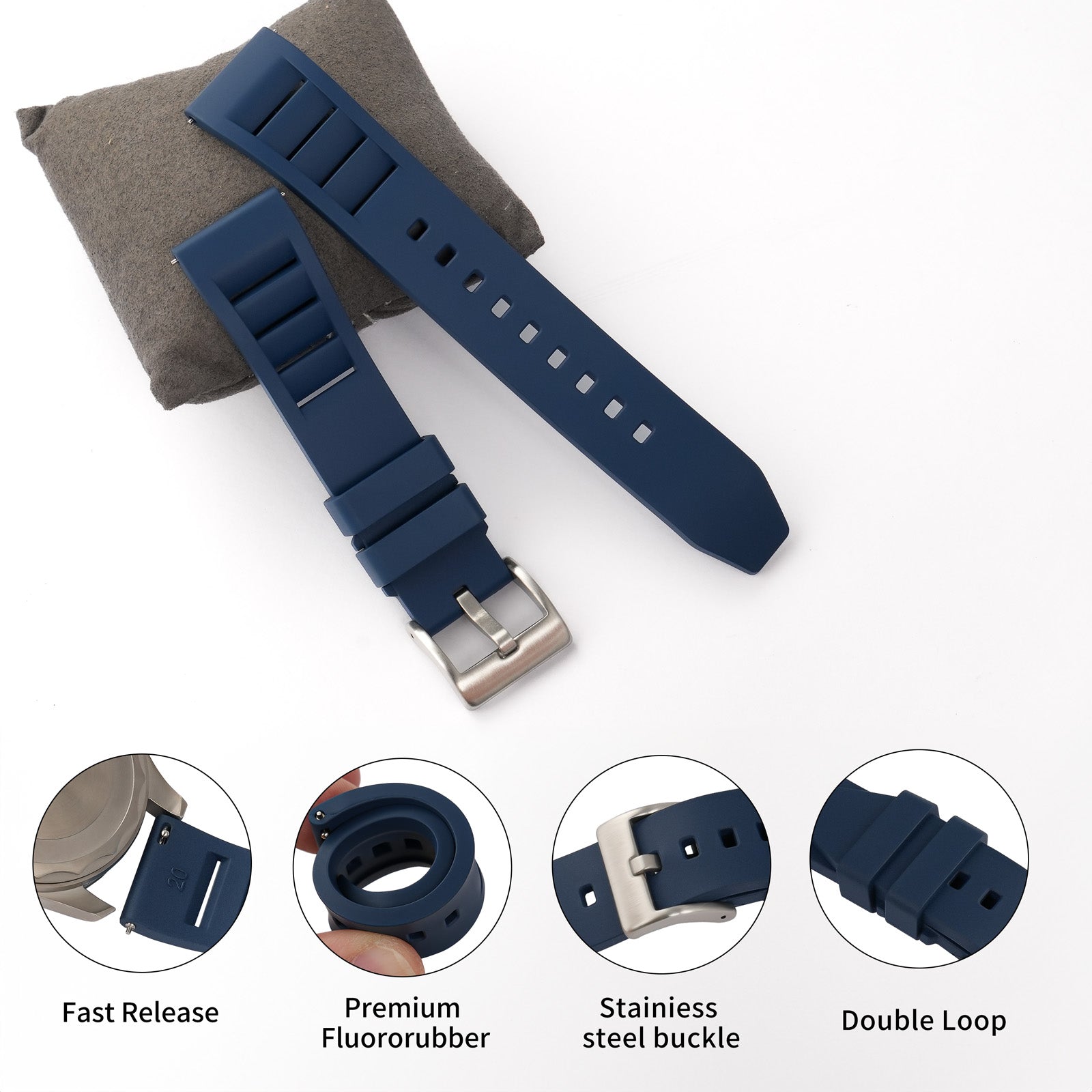 FKM Watch Band Rubber Strap  20mm 22mm