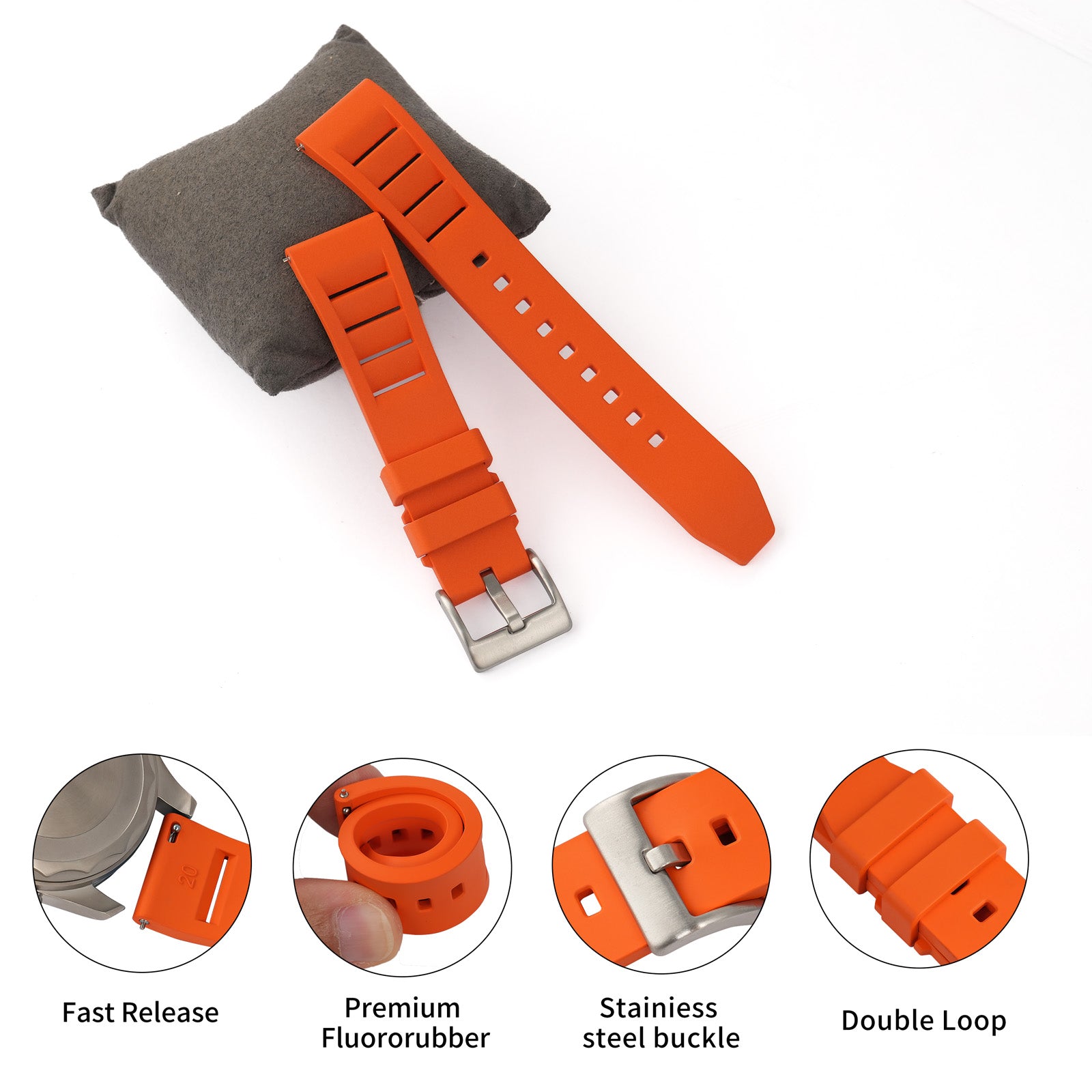 FKM Watch Band Rubber Strap  20mm 22mm