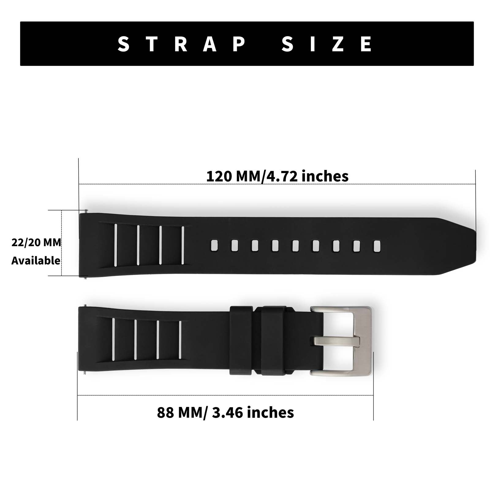 FKM Watch Band Rubber Strap  20mm 22mm