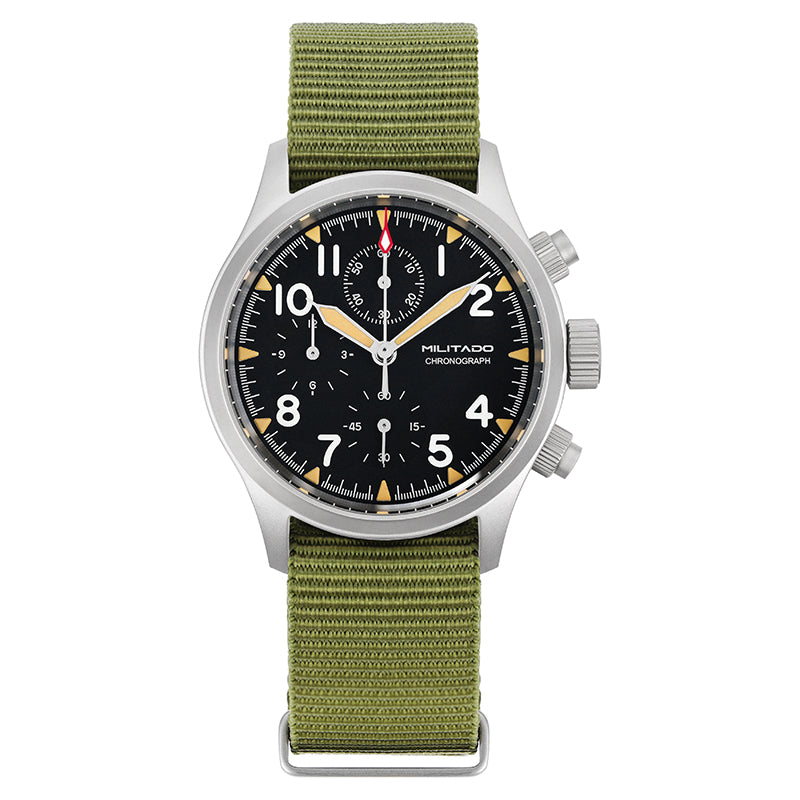 Reloj cronógrafo de cuarzo Militado Retro VK67 con 3 esferas