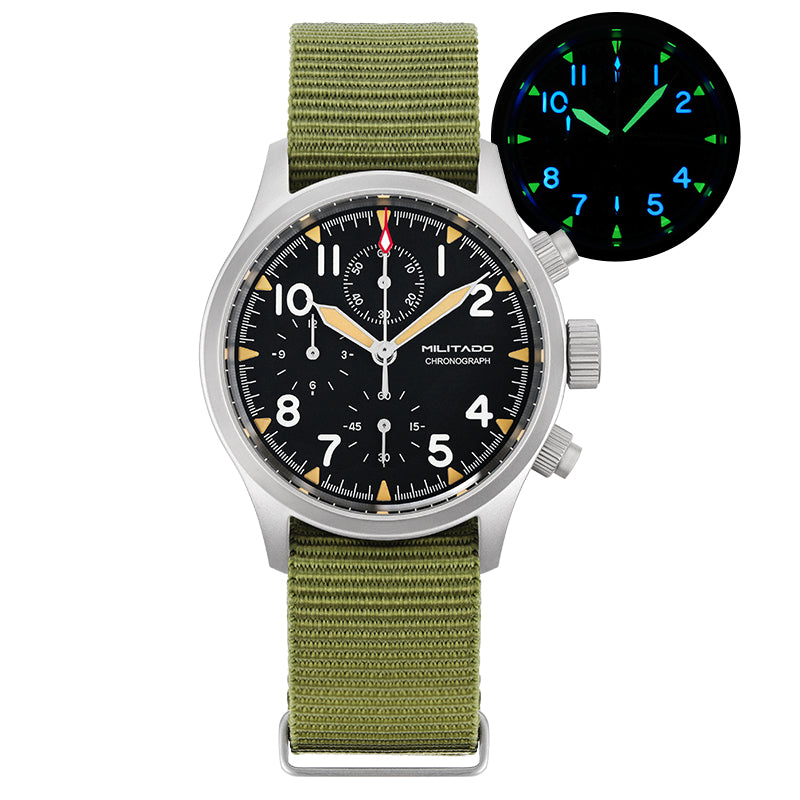 Reloj cronógrafo de cuarzo Militado Retro VK67 con 3 esferas