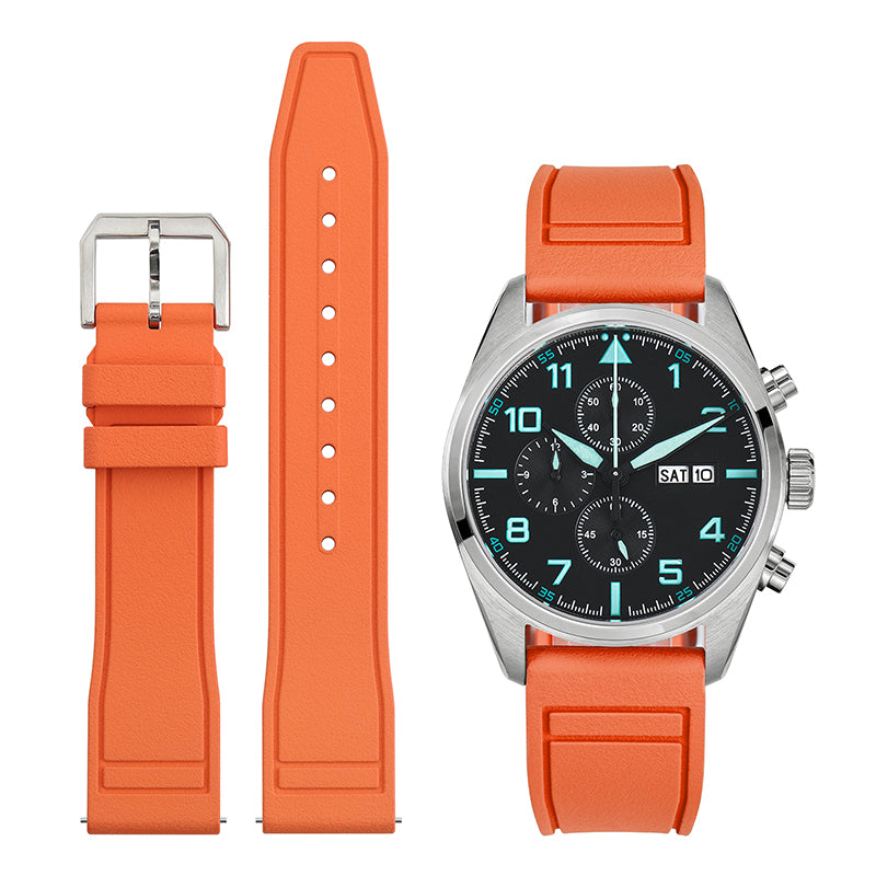 Tropical Soft Rubber Strap FKM Watch Band for Pilot field Watch 20mm 22mm