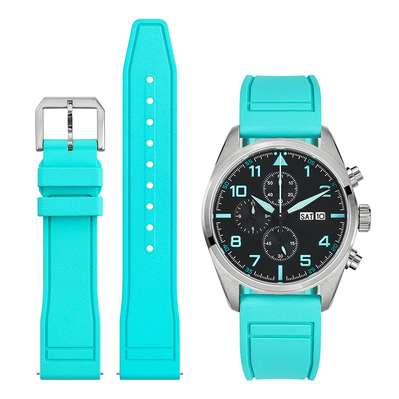 Tropical Soft Rubber Strap FKM Watch Band for Pilot field Watch 20mm 22mm