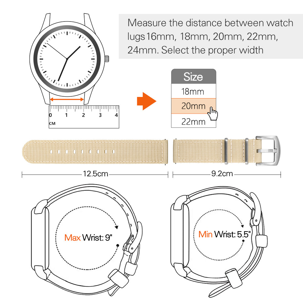 Militado Easy Release Nylon Strap for Field Watch 20mm 22mm