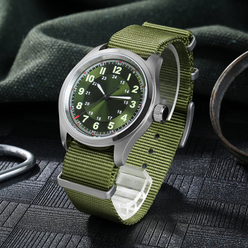 Metal Bracelet Available ! Militado 38mm Retro VH31 Military Watch ML08