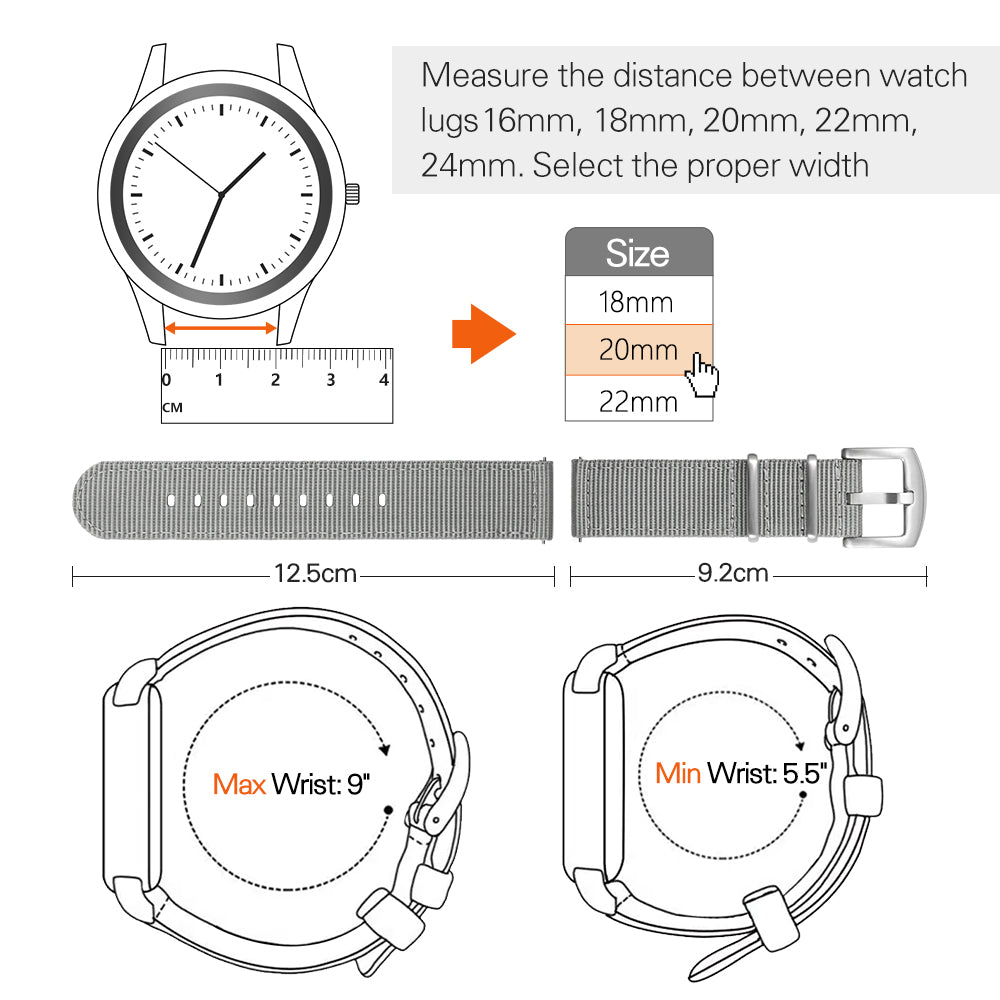 Militado Easy Release Nylon Strap for Field Watch 20mm 22mm