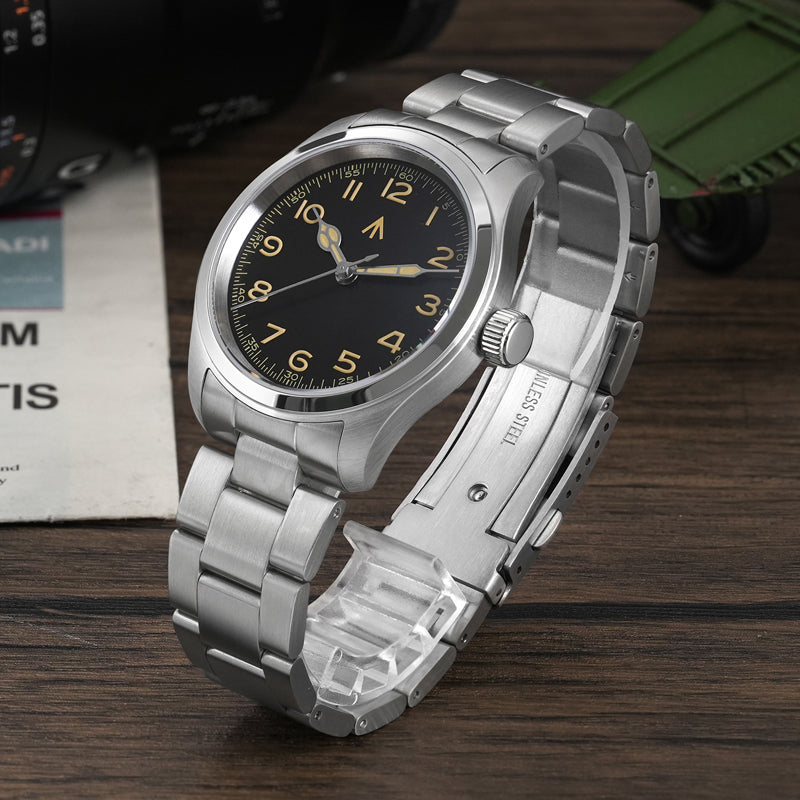 Militado 38mm VH31 Retro Field Watch ML08 Steel Bracelet