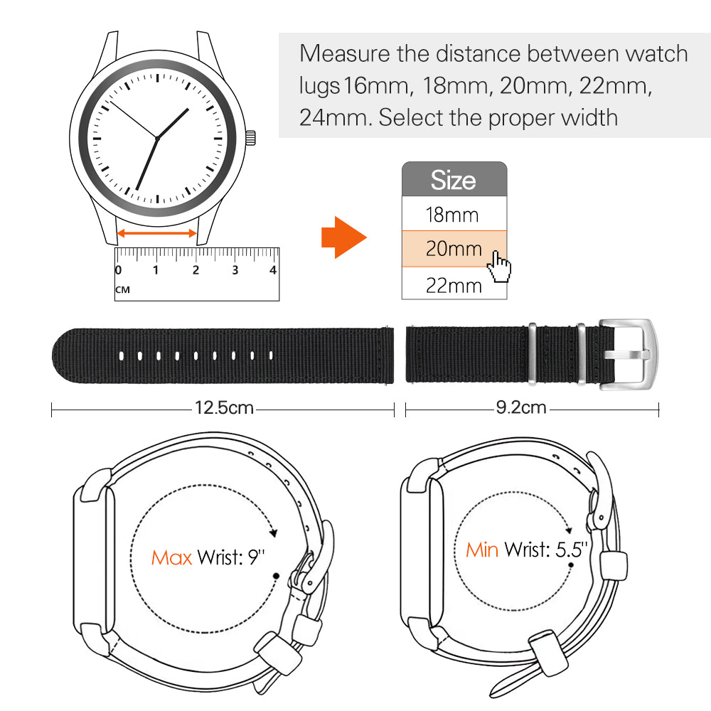 Militado Easy Release Nylon Strap for Field Watch 20mm 22mm