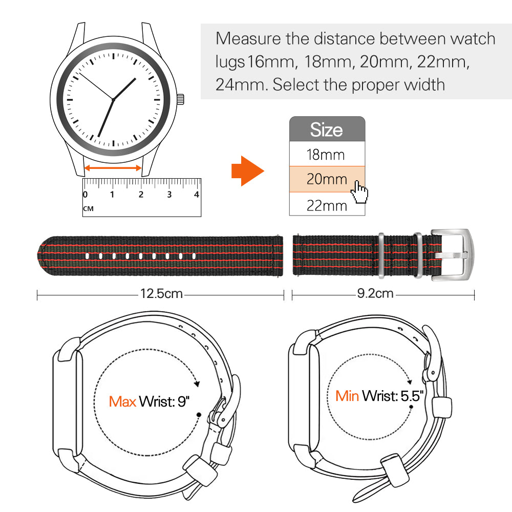 Militado Easy Release Nylon Strap for Field Watch 20mm 22mm