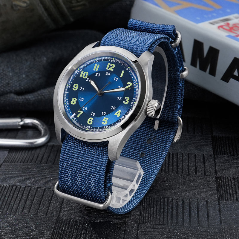 Metal Bracelet Available ! Militado 38mm Retro VH31 Military Watch ML08