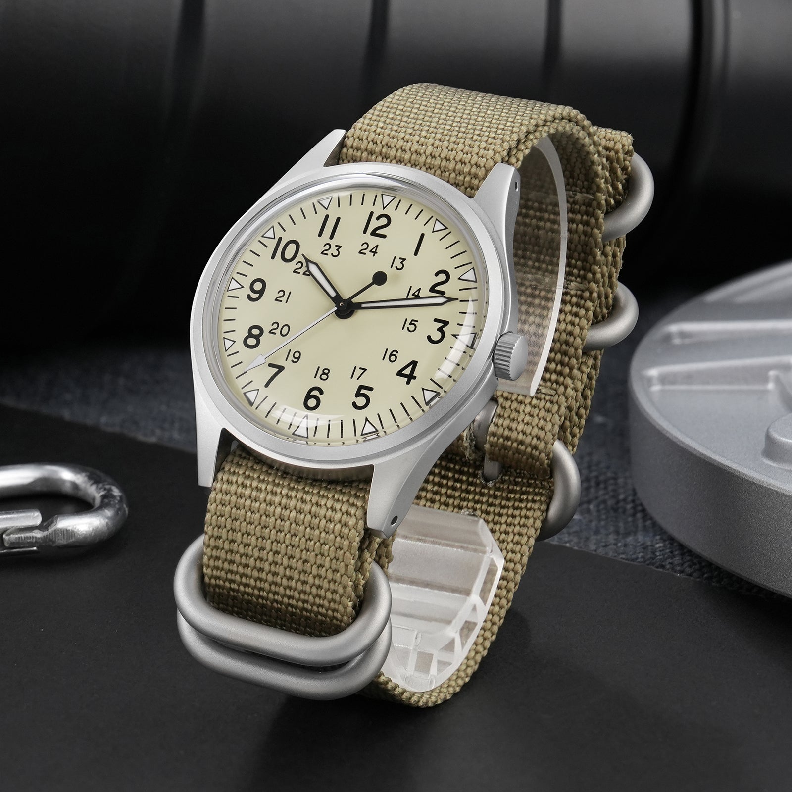 ★SuperOfertas ★Militado 36mm Reloj militar de campo color caqui