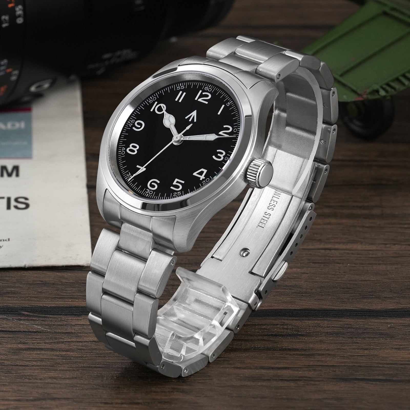 In Stock ! Militado 38mm VH31 Retro Field Watch ML08 Steel Bracelet