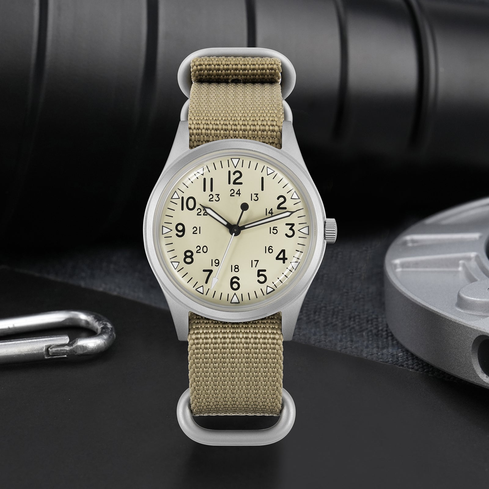 ★SuperOfertas ★Militado 36mm Reloj militar de campo color caqui