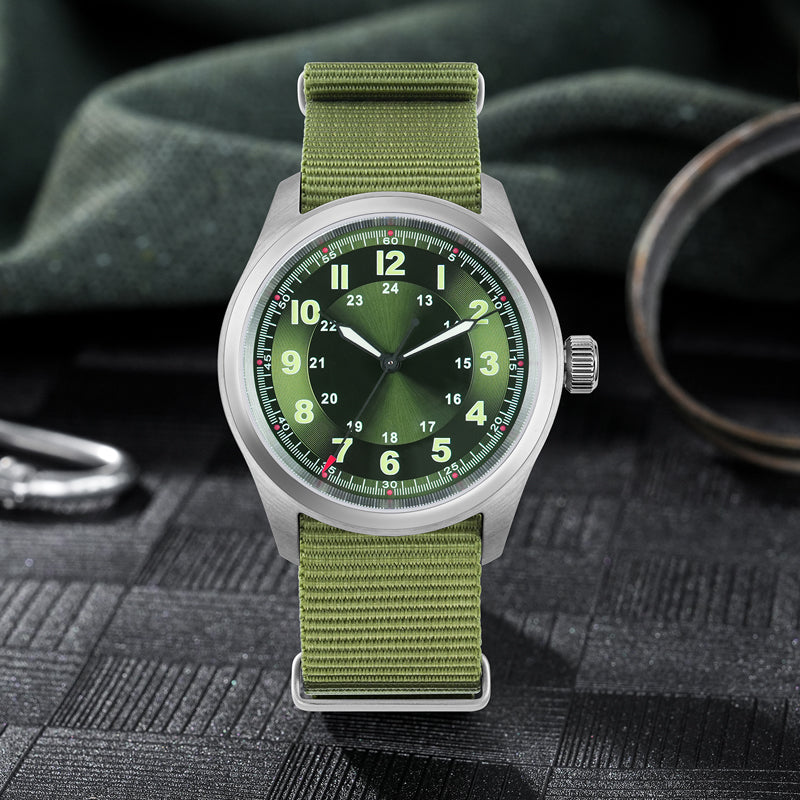 Metal Bracelet Available ! Militado 38mm Retro VH31 Military Watch ML08