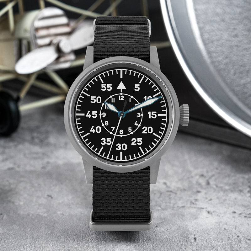 Militado 37mm Sapphire Crystal Retro Flieger Pilot Watch ML10