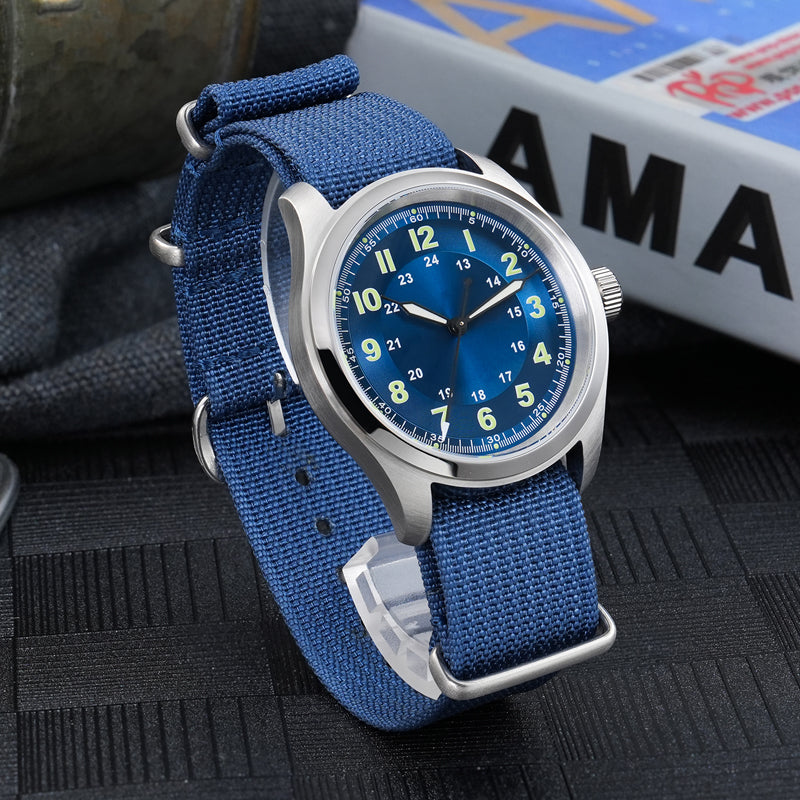 Metal Bracelet Available ! Militado 38mm Retro VH31 Military Watch ML08