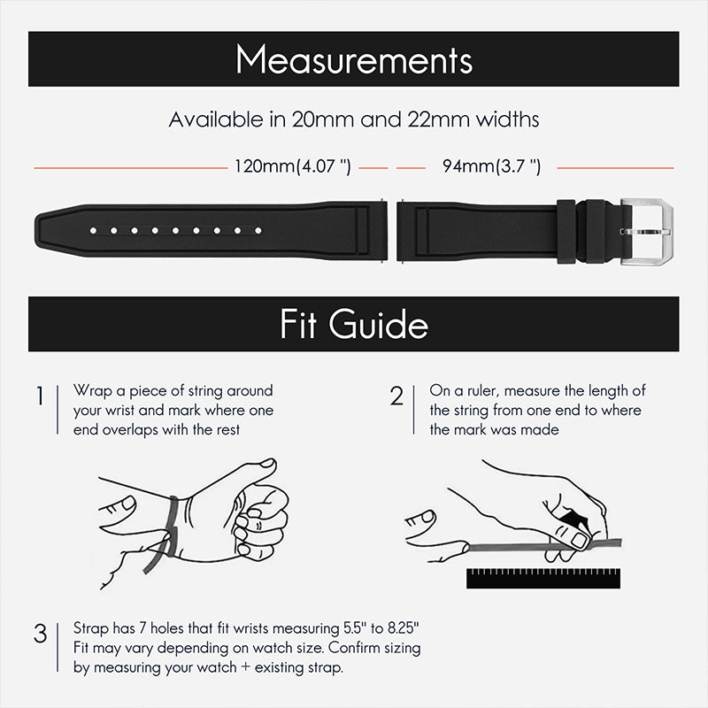 Tropical Soft Rubber Strap FKM Watch Band for Pilot field Watch 20mm 22mm