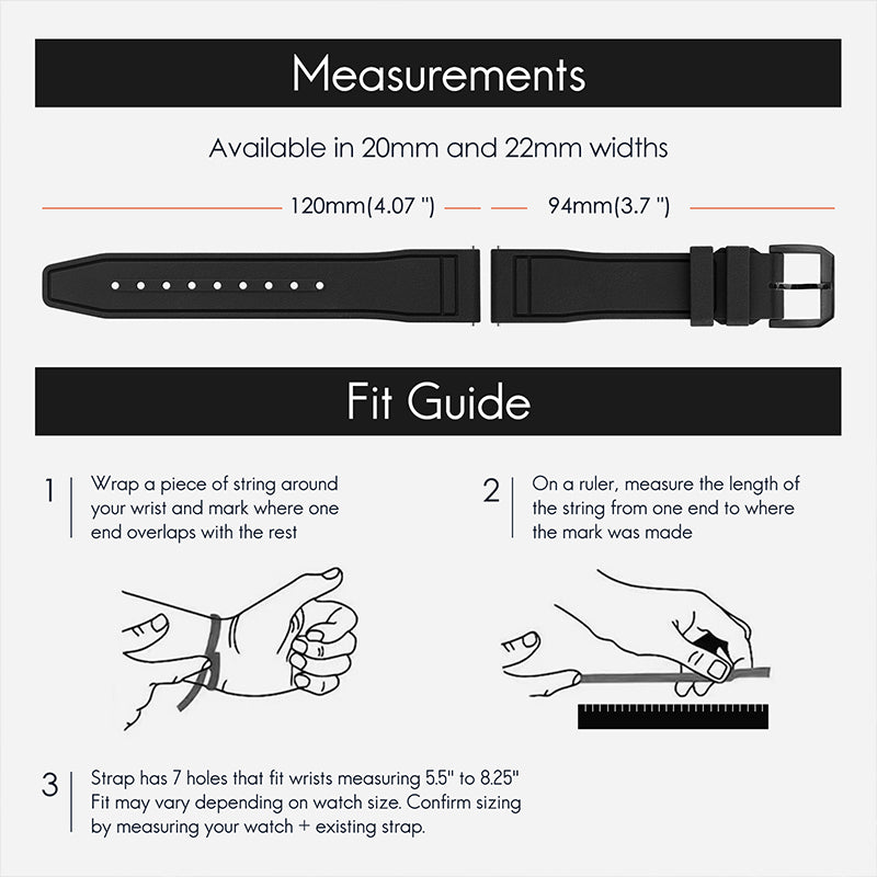 Tropical Soft Rubber Strap FKM Watch Band for Pilot field Watch 20mm 22mm