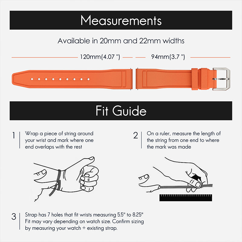 Tropical Soft Rubber Strap FKM Watch Band for Pilot field Watch 20mm 22mm