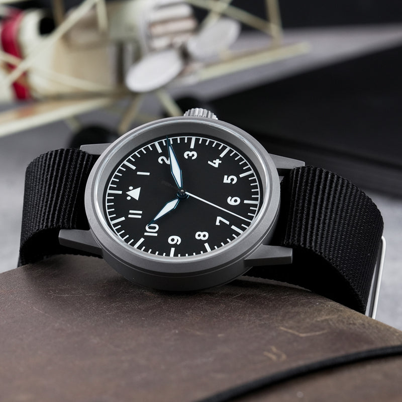 Militado 37mm Sapphire Crystal Retro Flieger Pilot Watch ML10