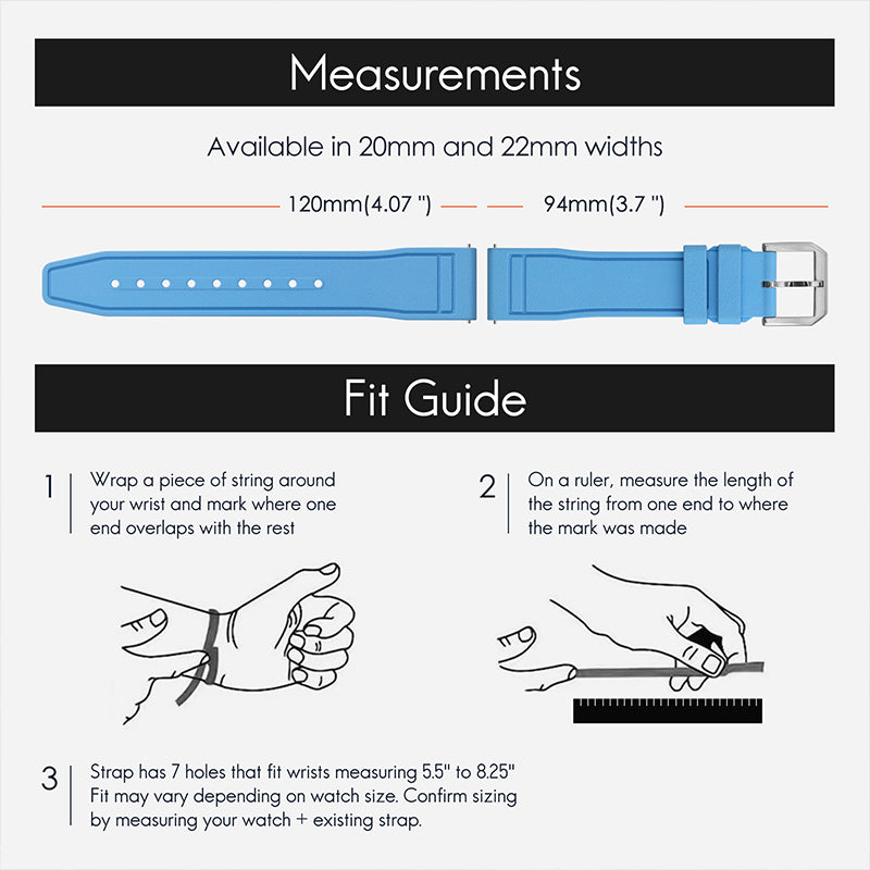 Tropical Soft Rubber Strap FKM Watch Band for Pilot field Watch 20mm 22mm