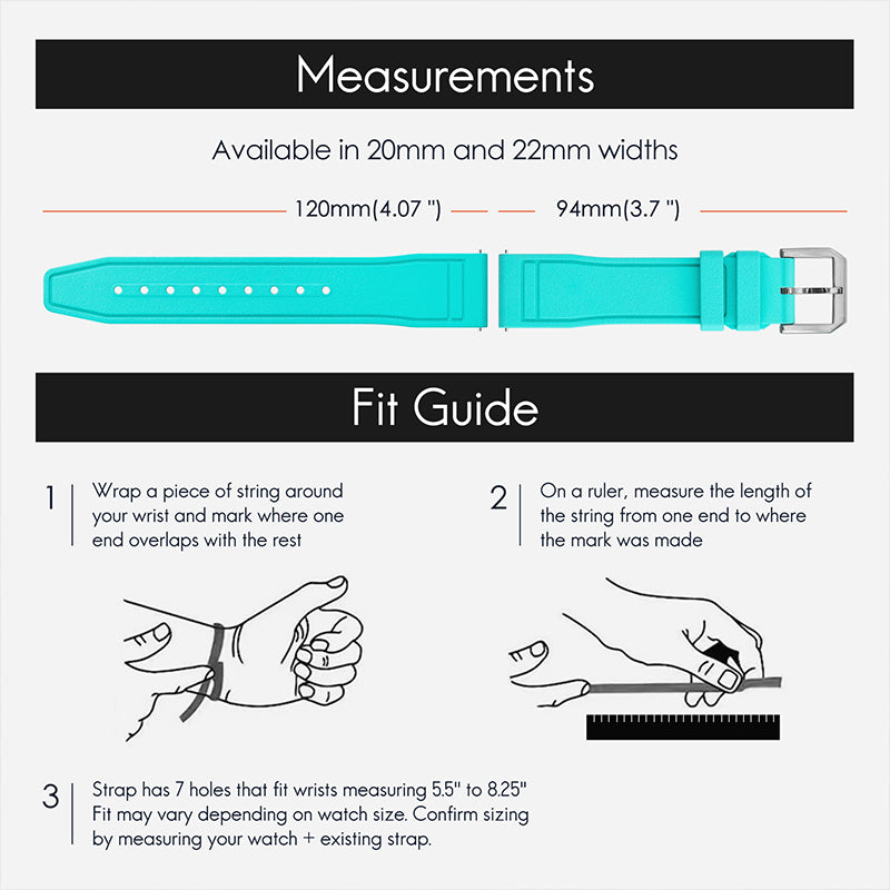 Tropical Soft Rubber Strap FKM Watch Band for Pilot field Watch 20mm 22mm