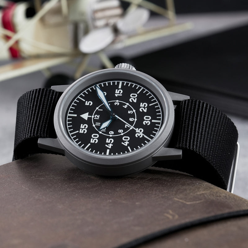 Militado 37mm Sapphire Crystal Retro Flieger Pilot Watch ML10