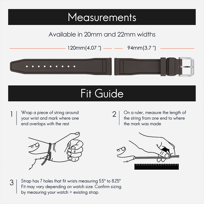 Tropical Soft Rubber Strap FKM Watch Band for Pilot field Watch 20mm 22mm