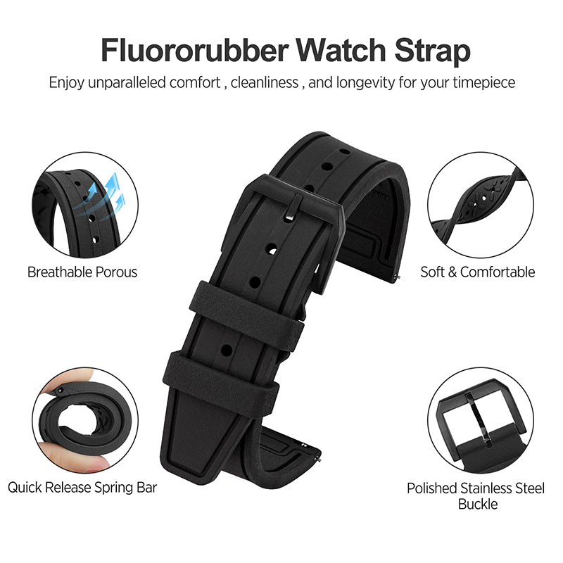 Tropical Soft Rubber Strap FKM Watch Band for Pilot field Watch 20mm 22mm