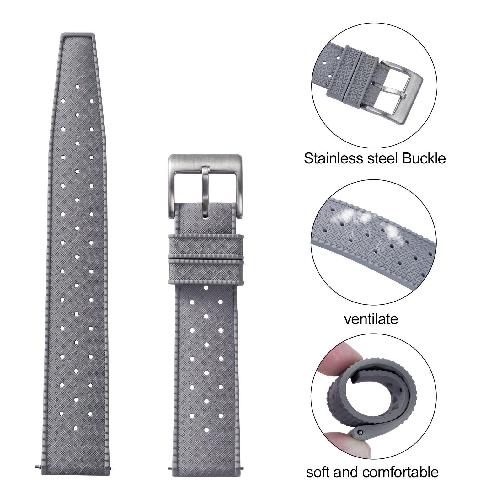 Militado 20mm Fluoro Rubber FKM Watch Strap