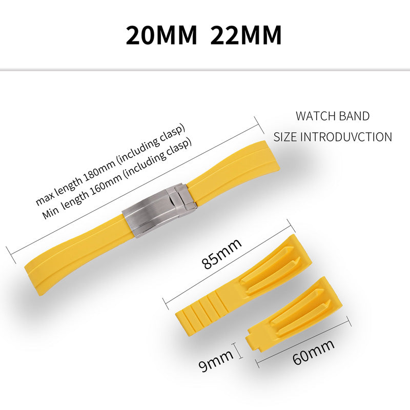 Cut-to-Size TPU Rubber Watch Band 20mm 22mm Buckle Optional