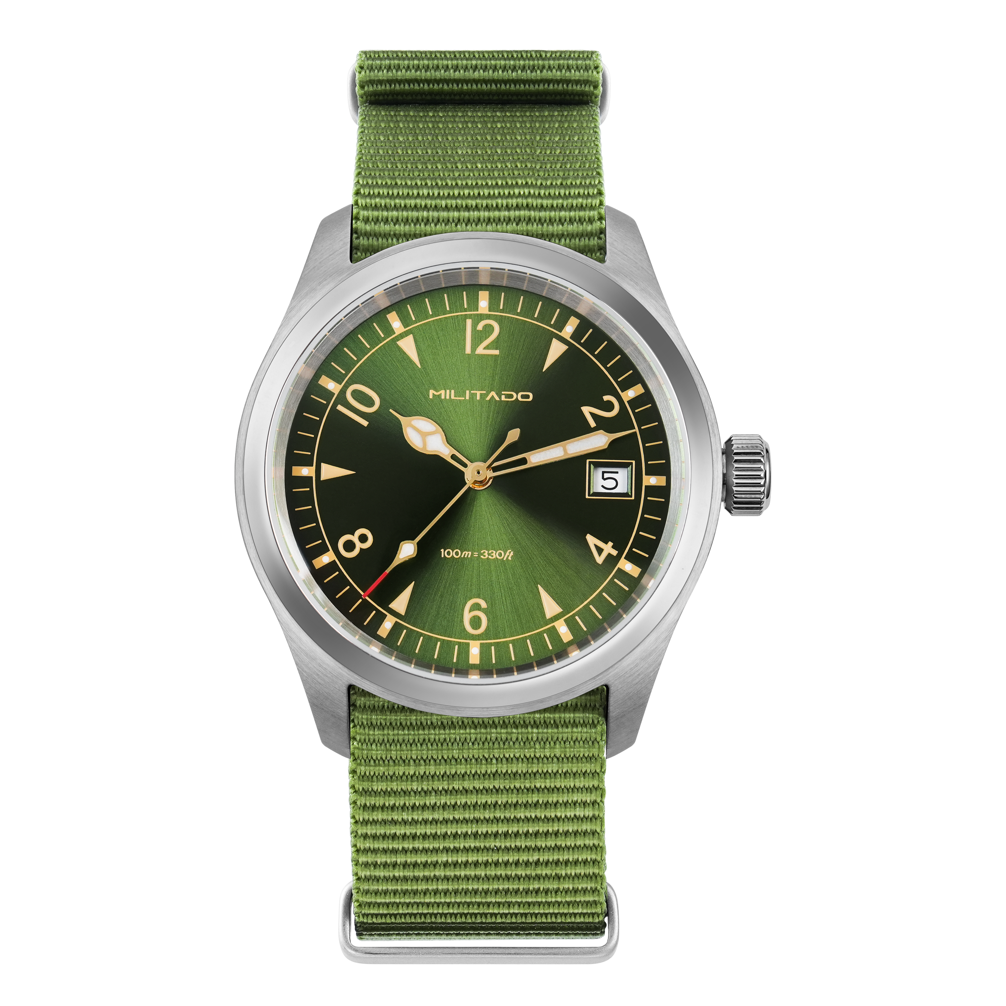 In Stock ! Metal Bracelet Available ! Militado 38mm Retro VH31 Military Watch ML08