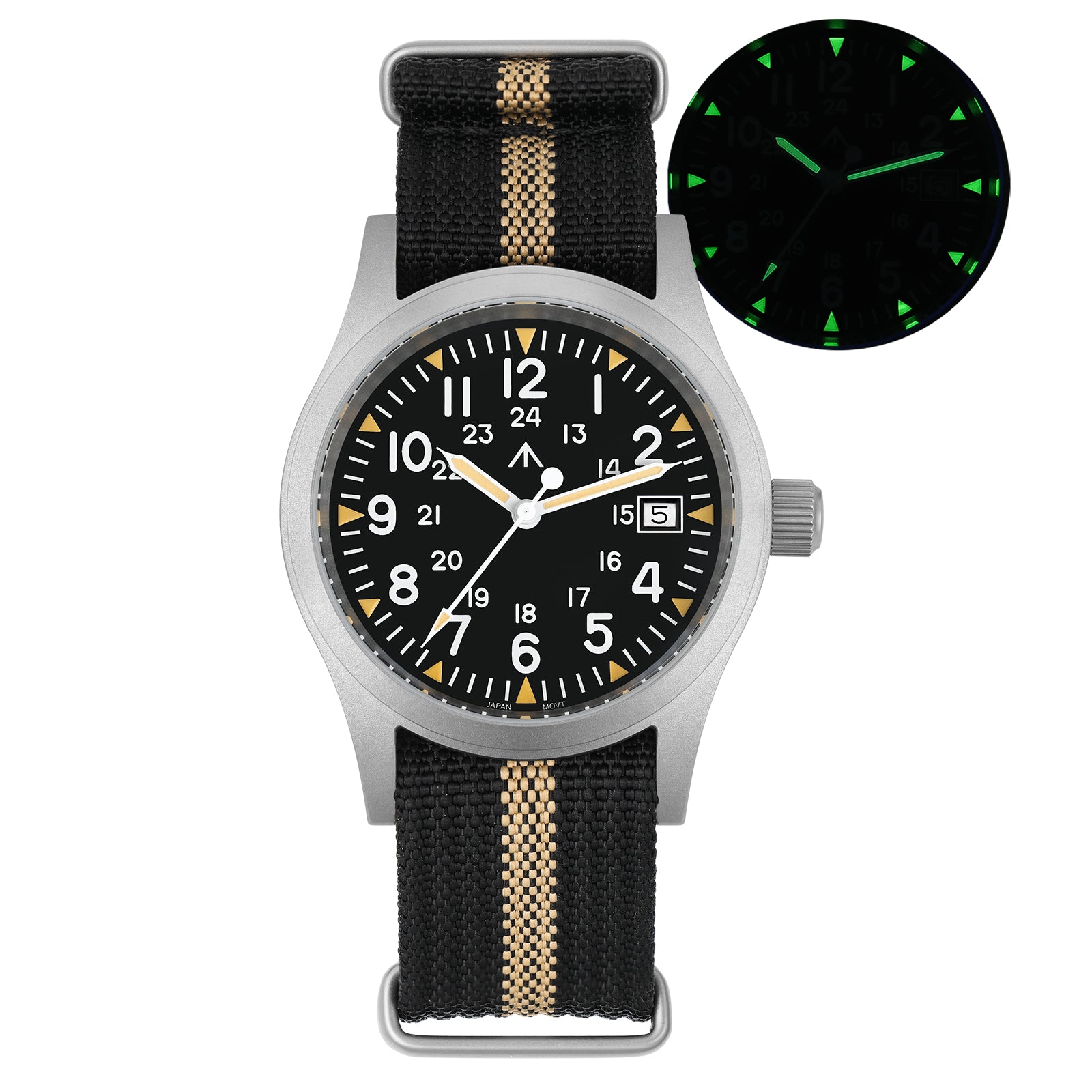 ★Flash Sell ★ Militado 38mm Field Watch ML05 Date Window Version