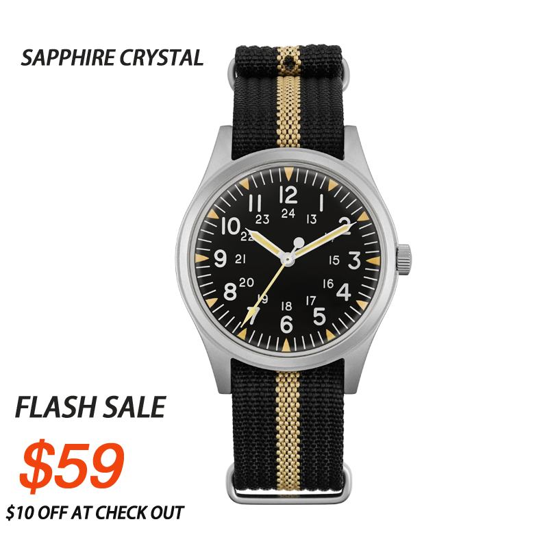 ★Flash Sale★Militado 36mm High Domed VH31 Field Watch ML07