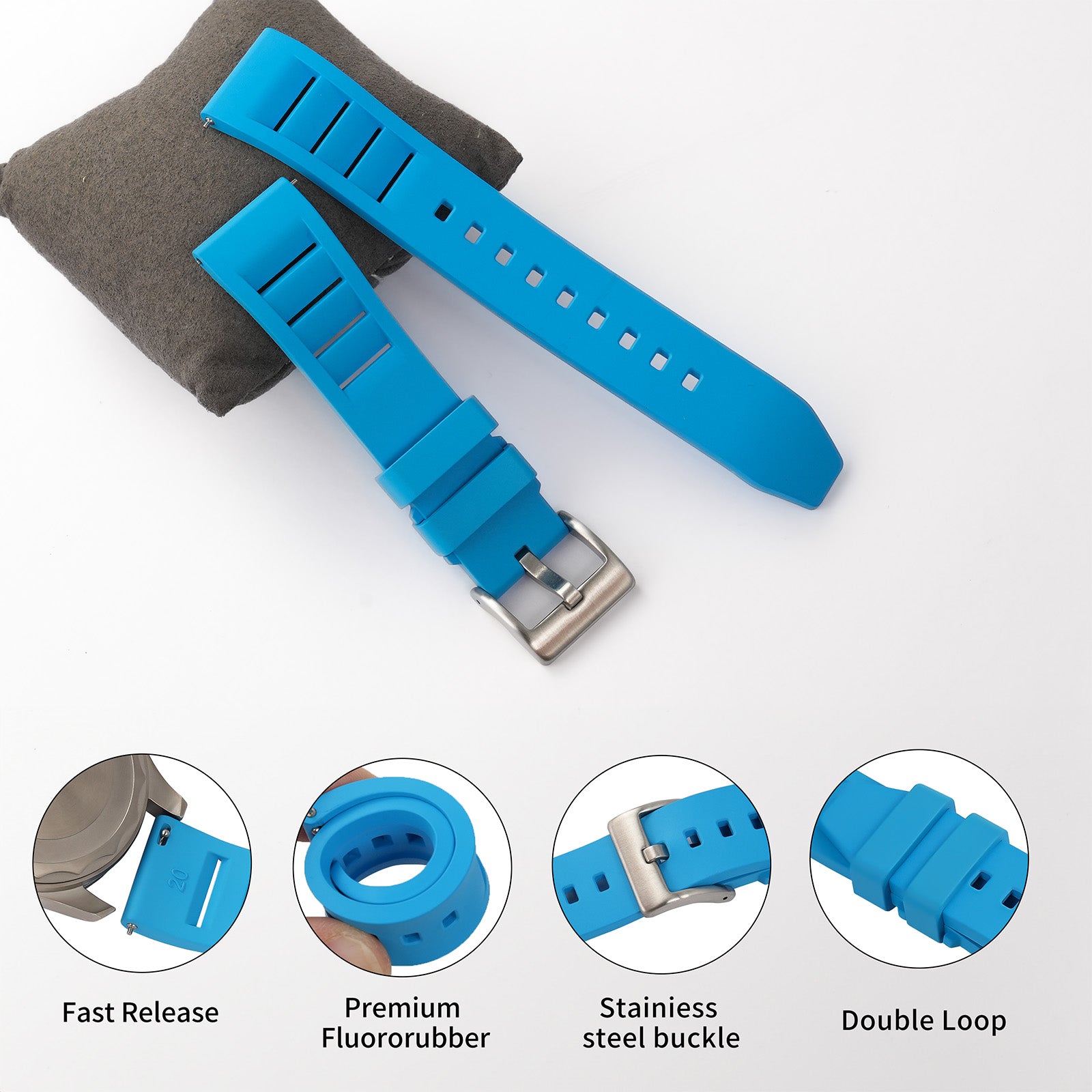 FKM Watch Band Rubber Strap  20mm 22mm