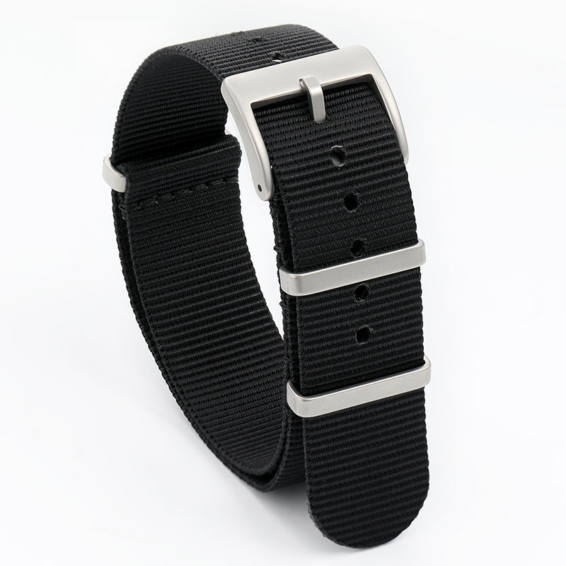 Smooth Nylon Watch Band with Sandblasting Buckle 18mm 20mm 22mm